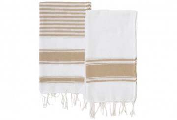 Toalla Pareo Playa 90x170 Algodón D'CASA Rayas beige 310707