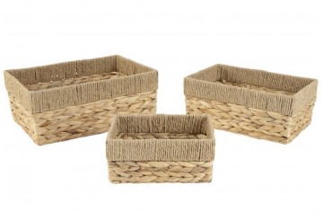Set 3 Cestas Rectangulares D'CASA Hoja Trenzada 312503