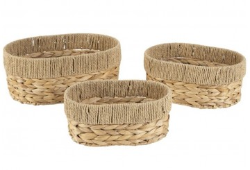 Set 3 Cestas Ovaladas D'CASA Hoja Trenzada 312504