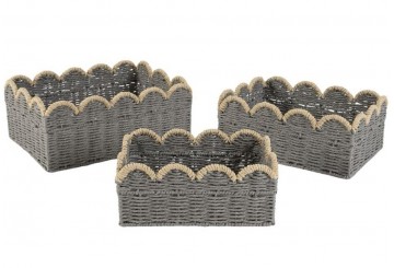 Set 3 Cestas Rectangulares D'CASA Bicolor gris 312508