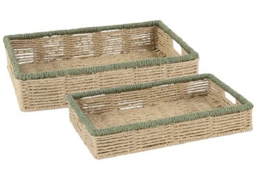 Set 2 Bandejas Rectangulares D'CASA Bicolor verde 312512