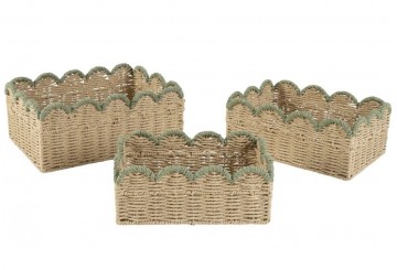 Set 3 Cestas Rectangulares D'CASA Bicolor verde 312514