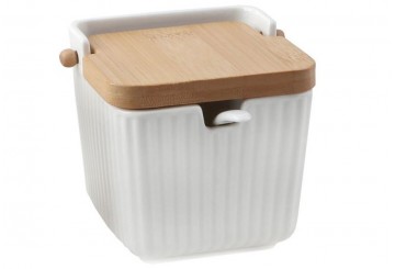 Azucarero con Cuchara D'CASA Porcelana Grabada 312601