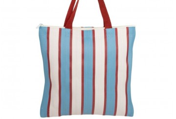 Bolsa Cremallera Plástico Reciclado 37x37 D'CASA Doble Asa Rayas