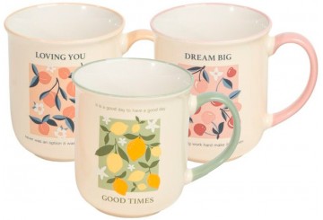 Taza Mug Cerámica 40cl D'CASA Frutas Loving-Dream-Good 314502