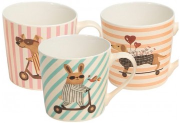 Taza Mug Cerámica 40cl D'CASA Perros Patinete 314512