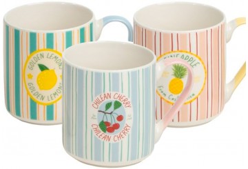 Taza Mug Cerámica 37cl D'CASA Frutas Rayas 314517