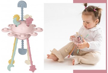 Juguete Sensorial Silicona SARO Planeta Feliz Dusty rosa 33181