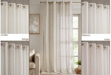 Cortina Confecc. 140x265 CAMALTEX Visillo Rústico Rayas Chenilla