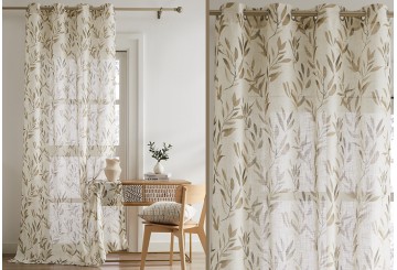 Cortina Confeccionada 140x265 CAMALTEX Visillo Lino Estam. Bambú