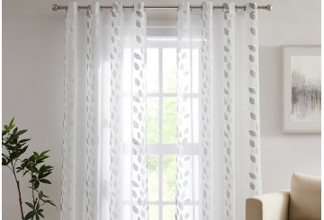 Cortina Confecciona. 140x265 CAMALTEX Visillo Jacquard Hoja gris