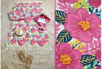 Toalla Fouta 90x180 Polycoton STOF Flower rosa 625003