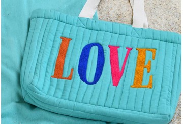 Bolso Playa 44x35cm Algodón STOF Acolchado Love turquesa 625004