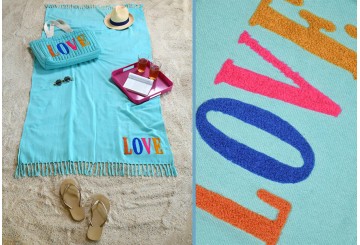 Toalla Fouta 90x180 Polycoton STOF Love turquesa 625004