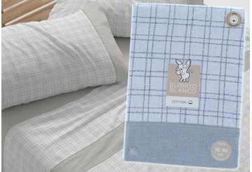 J.Sábana Estampada BURRITO BLANCO ALGODÓN Cuadros 635-05 gris