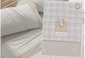 J.Sábana Estampada BURRITO BLANCO ALGODÓN Cuadros 635-08 lino