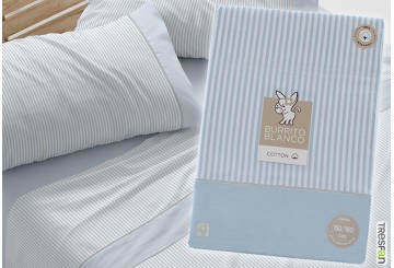 J.Sábana Estampada BURRITO BLANCO ALGODÓN Rayitas 640-01 azul
