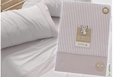 J.Sábana Estampada BURRITO BLANCO ALGODÓN Rayitas 640-02 nude