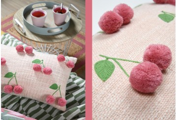 Cojín Lleno 30x50 Algodón STOF Cerezas Sweet Love rosa 701003