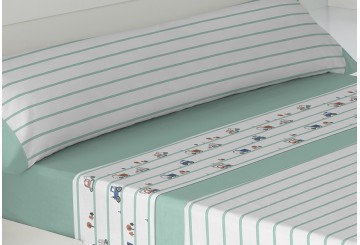 Juego Sábana 30/27 Estampada GAMBERRITOS KIDS Retro 7640 verde