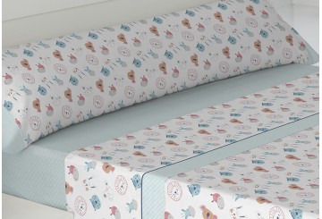 Juego Sábana 30/27 Estampada GAMBERRITOS KIDS Safari 7641 azul