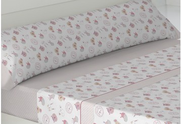 Juego Sábana 30/27 Estampada GAMBERRITOS KIDS Safari 7641 rosa