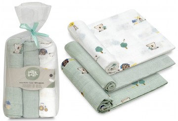 Set 3 Gasas 80x80cm Algodón INTERBABY 98983 Granja Koala