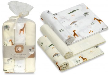 Set 3 Gasas 80x80cm Algodón INTERBABY 98984 Jirafa Savanna