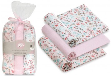Set 3 Gasas 80x80cm Algodón INTERBABY 98985 Flores Petalos