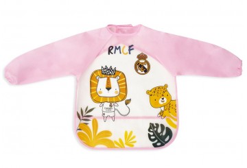 Babero con Mangas Recogemigas REAL MADRID 33x42cm RMB001-02 rosa