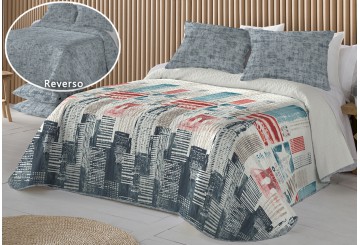 Colcha Bouti Estampada Cosida FUNDECO Reversible Aidan