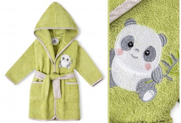 Albornoz Rizo Algodón INTERBABY Oso Panda pistacho 00515-35
