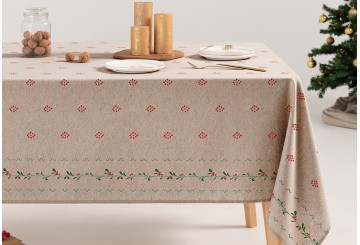 Mantel Estampado Jacquard GAMUSI Algodón Navidad Lino Aurel