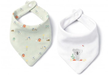 Pack 2 Baberos Bandana Algodón 20x30 INTERBABY Granja Koala