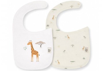 Pack 2 Baberos Algodón Velcro 20x30 INTERBABY Savanna beige