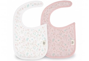Pack 2 Baberos Algodón Velcro 20x30 INTERBABY Flores Petalos
