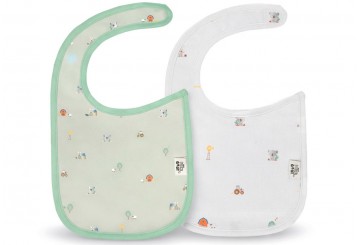 Pack 2 Baberos Algodón Velcro 20x30 INTERBABY Granja Koala