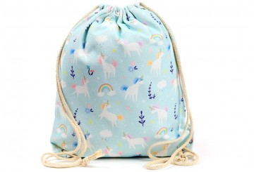 Mochila de Tela Algodón con Cuerdas PUCKATOR Unicornio Mágico