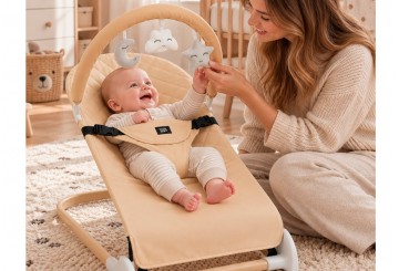 Hamaca Balancín Bebé INTERBABY Acolchada beige