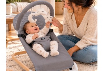 Hamaca Balancín Bebé INTERBABY Acolchada gris