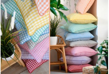 Cojín Lleno 45x45 Vichy Algodón STOF Bardot 8-Colores