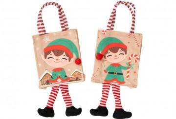 Bolsa Caramelos 20cm-Alt. Yute D'CASA Elfos Navidad 309281
