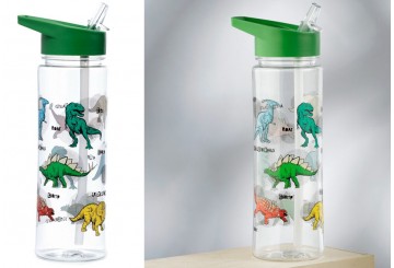 Botella de Agua con Pajita y Asa 550ml PUCKATOR Dinosaurios