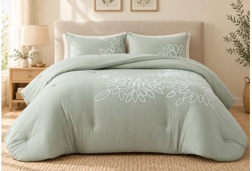 Edredón Duvet Bordado Relieve CLARA VIDAL Camile verde