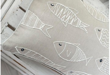 Cojín Lleno Algodón 30x50 STOF Azuria Fish natural