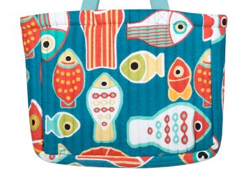 Bolso Playa 44x35cm Algodón STOF Acolchado Colorfish Azul