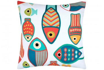 Cojín Lleno Algodón 50x50 STOF Colorfish blanco-azul