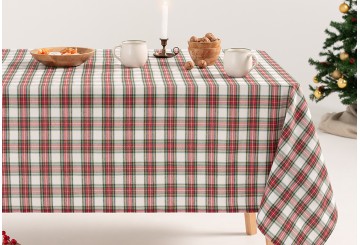 Mantel Jacquard Navidad GAMUSI Algodón Check blanco