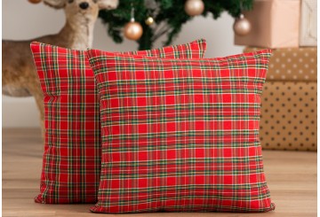 Pack 2 Fundas Cojín 45x45 GAMUSI Jacquard Navidad Check rojo