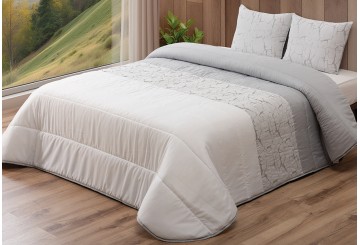 Edredón Comforter + 2 Cojines Llenos PT Económico Debora gris